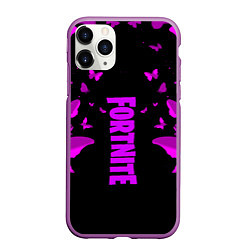 Чехол iPhone 11 Pro матовый Fortnite buterfly neon, цвет: 3D-фиолетовый