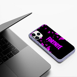 Чехол iPhone 11 Pro матовый Fortnite buterfly neon, цвет: 3D-светло-сиреневый — фото 2