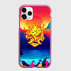Чехол iPhone 11 Pro матовый Samurai fire logo japan, цвет: 3D-малиновый