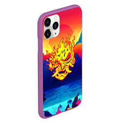 Чехол iPhone 11 Pro матовый Samurai fire logo japan, цвет: 3D-фиолетовый — фото 2