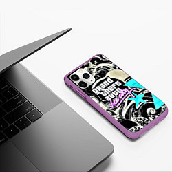 Чехол iPhone 11 Pro матовый GTA vice city grafiti, цвет: 3D-фиолетовый — фото 2