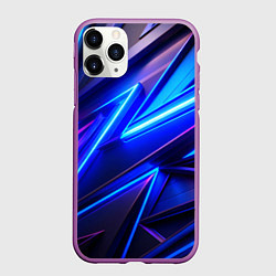 Чехол iPhone 11 Pro матовый Яркие неоновые геометрические линии, цвет: 3D-фиолетовый