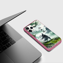 Чехол iPhone 11 Pro матовый Samurai - ghost of Tsushima, цвет: 3D-малиновый — фото 2