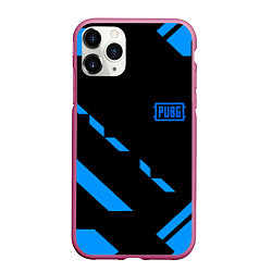 Чехол iPhone 11 Pro матовый PUBG blue geometry, цвет: 3D-малиновый