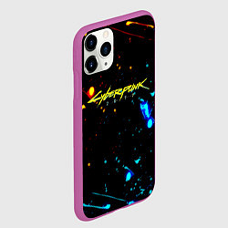 Чехол iPhone 11 Pro матовый Огненная лава и вода киберпанк, цвет: 3D-фиолетовый — фото 2