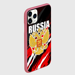 Чехол iPhone 11 Pro матовый Бело-красные разрывы - Россия, цвет: 3D-малиновый — фото 2