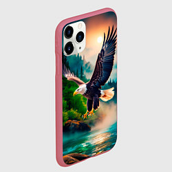 Чехол iPhone 11 Pro матовый Полет орла, цвет: 3D-малиновый — фото 2