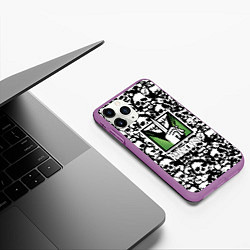 Чехол iPhone 11 Pro матовый Rainbow six pattern skull, цвет: 3D-фиолетовый — фото 2