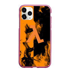 Чехол iPhone 11 Pro матовый Half life fire orange, цвет: 3D-малиновый