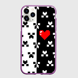 Чехол iPhone 11 Pro матовый Minecraft pattern love, цвет: 3D-фиолетовый