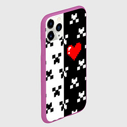 Чехол iPhone 11 Pro матовый Minecraft pattern love, цвет: 3D-фиолетовый — фото 2