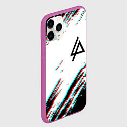 Чехол iPhone 11 Pro матовый Linkin park краски глитч, цвет: 3D-фиолетовый — фото 2