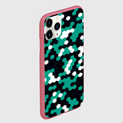 Чехол iPhone 11 Pro матовый Милитари стекло текстура, цвет: 3D-малиновый — фото 2