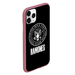 Чехол iPhone 11 Pro матовый Ramones rock logo, цвет: 3D-малиновый — фото 2