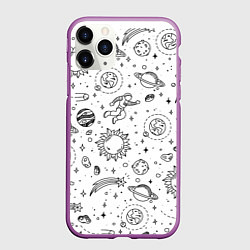 Чехол iPhone 11 Pro матовый Космически, цвет: 3D-фиолетовый