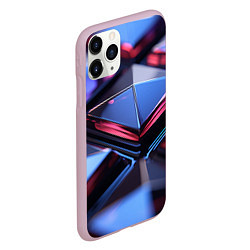 Чехол iPhone 11 Pro матовый Абстрактные фиолетовые плиты со свечением, цвет: 3D-розовый — фото 2