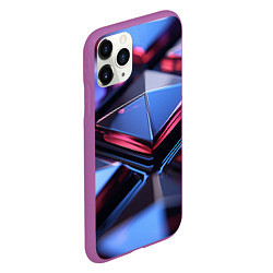 Чехол iPhone 11 Pro матовый Абстрактные фиолетовые плиты со свечением, цвет: 3D-фиолетовый — фото 2