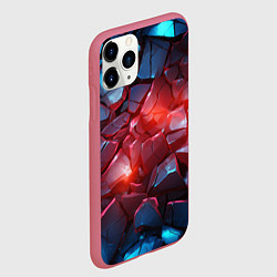 Чехол iPhone 11 Pro матовый Синие камни с красным светом, цвет: 3D-малиновый — фото 2