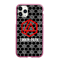 Чехол iPhone 11 Pro матовый Linkin park logo pattern, цвет: 3D-малиновый