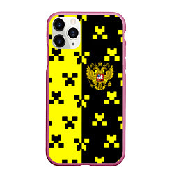 Чехол iPhone 11 Pro матовый Minecraft Russia, цвет: 3D-малиновый