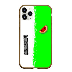 Чехол iPhone 11 Pro матовый Minecraft colors green game, цвет: 3D-коричневый