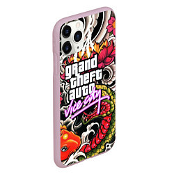 Чехол iPhone 11 Pro матовый GTA vice city yakudza, цвет: 3D-розовый — фото 2