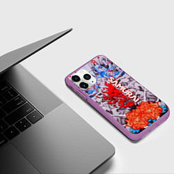 Чехол iPhone 11 Pro матовый Cyberpunk 2077 samurai tatoo, цвет: 3D-фиолетовый — фото 2