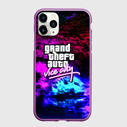 Чехол iPhone 11 Pro матовый GTA vice city краски неоновые, цвет: 3D-фиолетовый