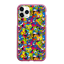 Чехол iPhone 11 Pro матовый Сумасшедшие креативные коты, цвет: 3D-малиновый