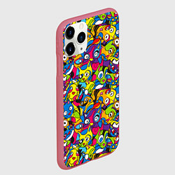 Чехол iPhone 11 Pro матовый Сумасшедшие креативные коты, цвет: 3D-малиновый — фото 2