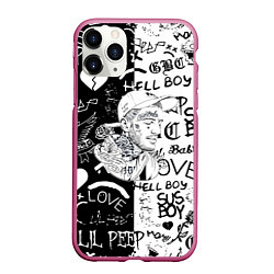 Чехол iPhone 11 Pro матовый Lii Peep pattern rap, цвет: 3D-малиновый