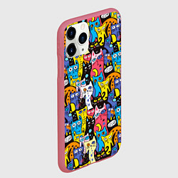 Чехол iPhone 11 Pro матовый Креативные коты, цвет: 3D-малиновый — фото 2