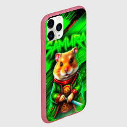 Чехол iPhone 11 Pro матовый Хомячок самурай, цвет: 3D-малиновый — фото 2