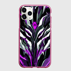 Чехол iPhone 11 Pro матовый Хаотичная фиолетово-белая абстракция, цвет: 3D-малиновый