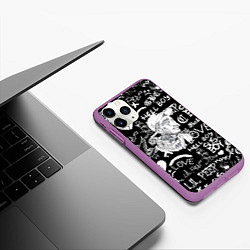 Чехол iPhone 11 Pro матовый Lil Peep pattern автографы лого, цвет: 3D-фиолетовый — фото 2