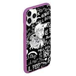 Чехол iPhone 11 Pro матовый Lil Peep pattern автографы лого, цвет: 3D-фиолетовый — фото 2