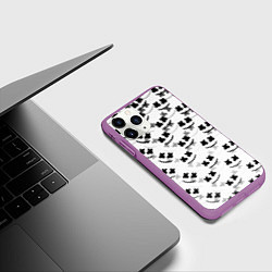Чехол iPhone 11 Pro матовый Marshmello dj pattern, цвет: 3D-фиолетовый — фото 2