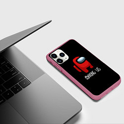 Чехол iPhone 11 Pro матовый Among us красный лого, цвет: 3D-малиновый — фото 2