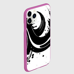 Чехол iPhone 11 Pro матовый Чёрно-белая экспрессивная абстракция, цвет: 3D-фиолетовый — фото 2