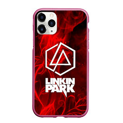 Чехол iPhone 11 Pro матовый Linkin park fire flower, цвет: 3D-малиновый