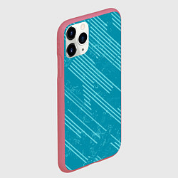 Чехол iPhone 11 Pro матовый Абстракция светлые линии на зеленом фоне, цвет: 3D-малиновый — фото 2