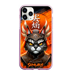 Чехол iPhone 11 Pro матовый Cat samurai, цвет: 3D-розовый