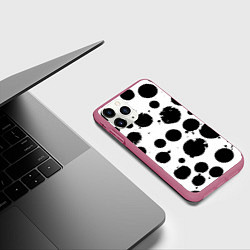 Чехол iPhone 11 Pro матовый Abstract black blots - ai art fantasy, цвет: 3D-малиновый — фото 2