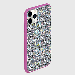 Чехол iPhone 11 Pro матовый Черепа разной формы паттерны, цвет: 3D-фиолетовый — фото 2