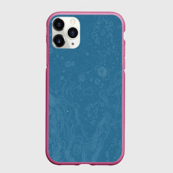 Чехол iPhone 11 Pro матовый Абстрактная карта рельефа луны, цвет: 3D-малиновый