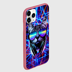 Чехол iPhone 11 Pro матовый Cat DJ neon, цвет: 3D-малиновый — фото 2