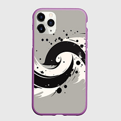 Чехол iPhone 11 Pro матовый Инь-янь абстракция - нейроарт, цвет: 3D-фиолетовый