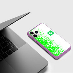 Чехол iPhone 11 Pro матовый Xbox кислотные зеленые краски, цвет: 3D-фиолетовый — фото 2