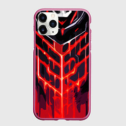 Чехол iPhone 11 Pro матовый Хаотичные красные линии на чёрном фоне, цвет: 3D-малиновый