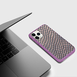 Чехол iPhone 11 Pro матовый Кожаный принт, цвет: 3D-фиолетовый — фото 2